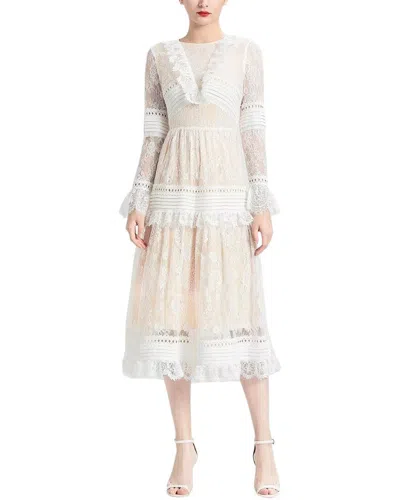 Burryco Long Sleeve Midi Dress In White