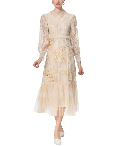 Burryco Long Sleeve Midi Dress In Neutral