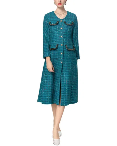 Burryco Long Sleeve Midi Dress In Blue