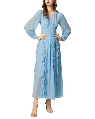 Burryco Long Sleeve Midi Dress In Blue