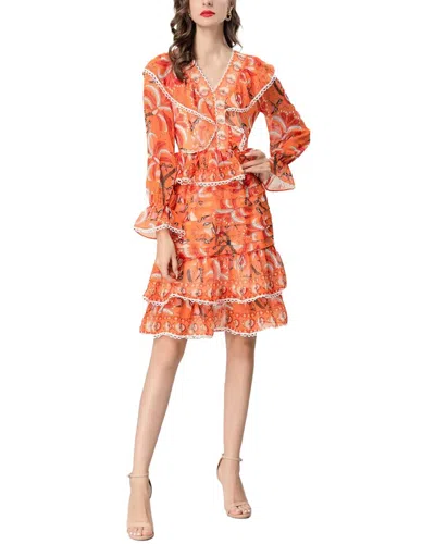 Burryco Long Sleeve Midi Dress In Orange