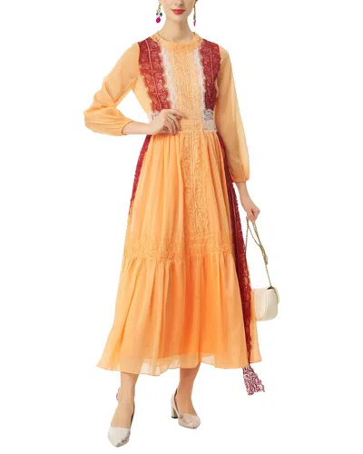 Burryco Long Sleeve Midi Dress In Orange