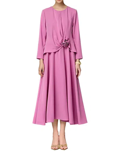 Burryco Long Sleeve Midi Dress In Pink