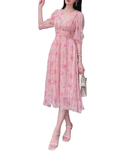Burryco Long Sleeve Midi Dress In Pink