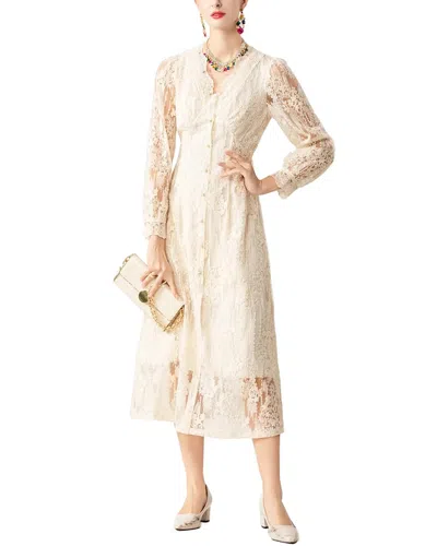 Burryco Long Sleeve Midi Dress In Neutral