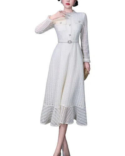 Burryco Long Sleeve Midi Dress In White