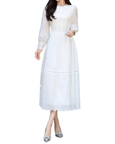 Burryco Long Sleeve Midi Dress In White