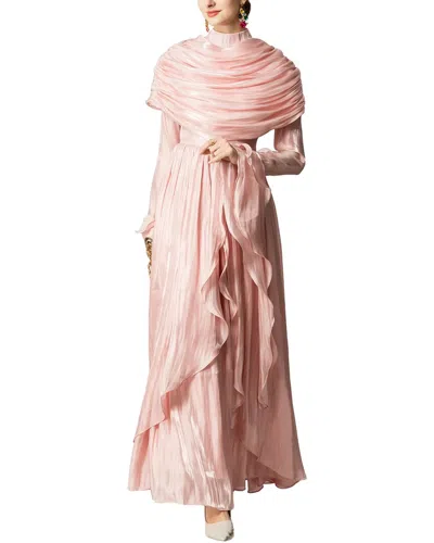 Burryco Long Sleeve Solid Maxi Dress In Pink