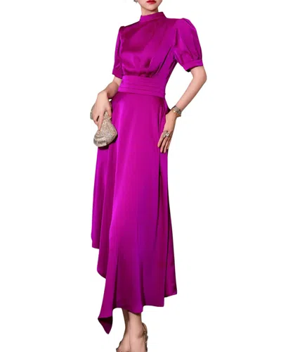 Burryco Red Solid Maxi Dress In Purple