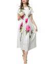 Burryco Short Sleeve Midi Dress In White