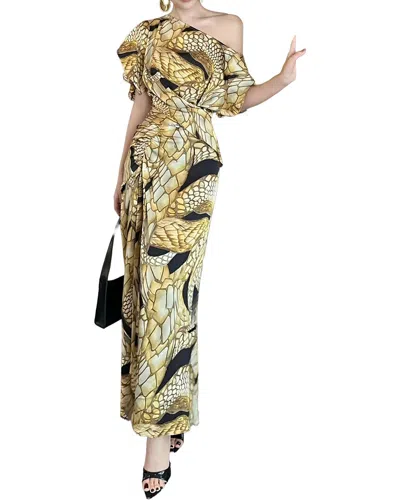 Burryco Off-the-shoulder Maxi Dress In Multicolor