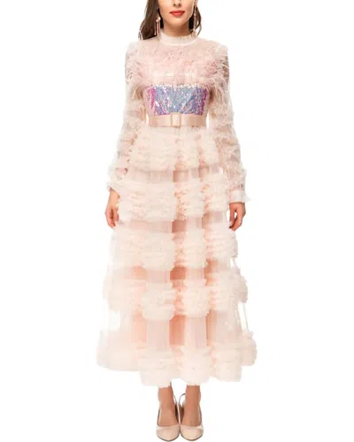 Burryco Pink Maxi Dress In Multi