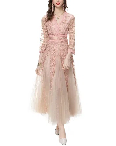 Burryco Pink Maxi Dress In Burgundy