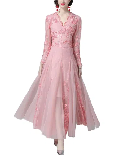 Burryco Pink Solid Maxi Dress In Burgundy