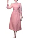 Burryco Pink Solid Midi Dress In Pink