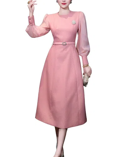 Burryco Pink Solid Midi Dress In Multi