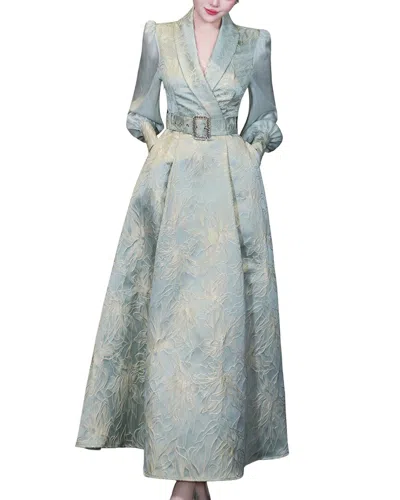 Burryco Printed Long Sleeve Maxi Dress In Blue