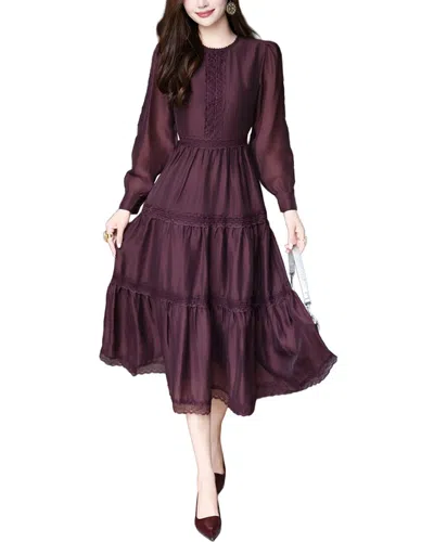 Burryco Purple Solid Midi Dress