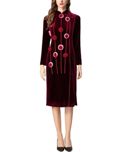Burryco Red Embellished Midi Dress In Black