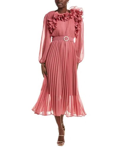 Burryco Red Printed Maxi Dress In Orange