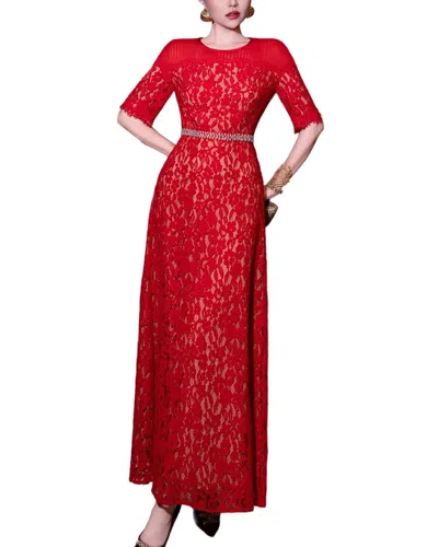 Burryco Red Solid Maxi Dress In Burgundy