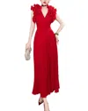 Burryco Red Solid Maxi Dress In Multi