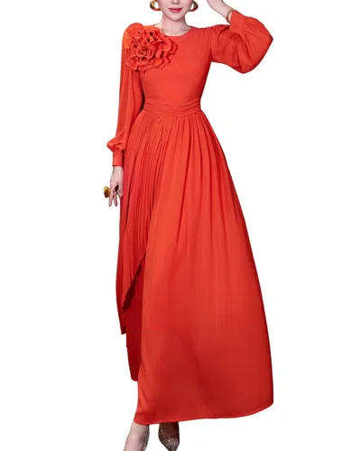 Burryco Red Solid Maxi Dress In Orange