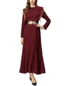 Burryco Red Solid Maxi Dress In Red