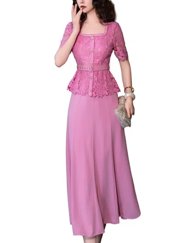 Burryco Red Solid Maxi Dress In Burgundy