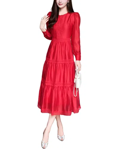 BURRYCO BURRYCO RED SOLID MIDI DRESS
