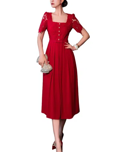 Burryco Red Solid Midi Dress