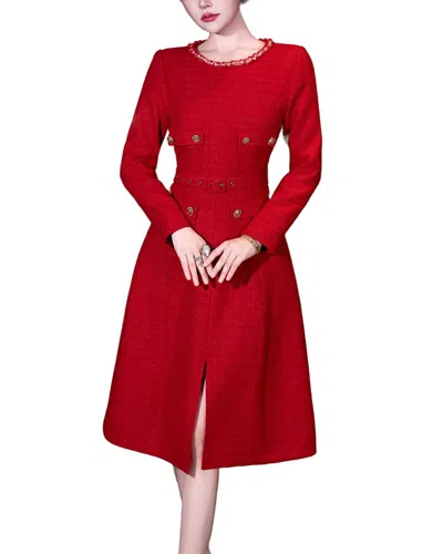 Burryco Red Solid Midi Dress In Brown