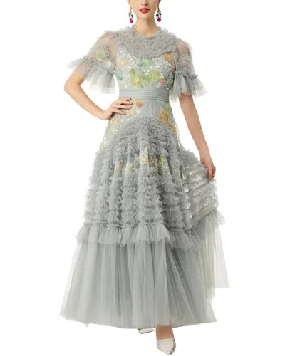 Burryco Short Sleeve Embellished Maxi Dress In Green