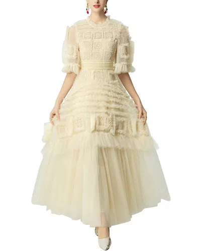 Burryco Short Sleeve Embellished Maxi Dress In White