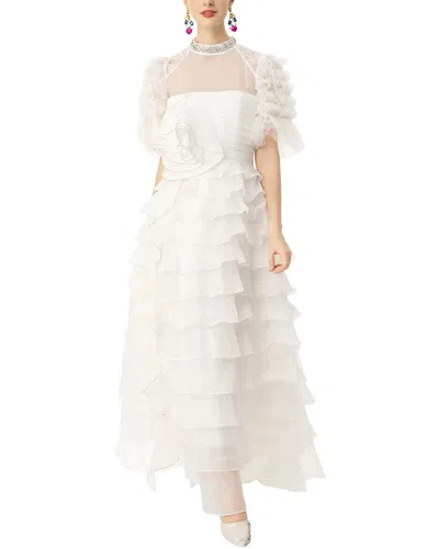 Burryco Short Sleeve Embellished Maxi Dress In White
