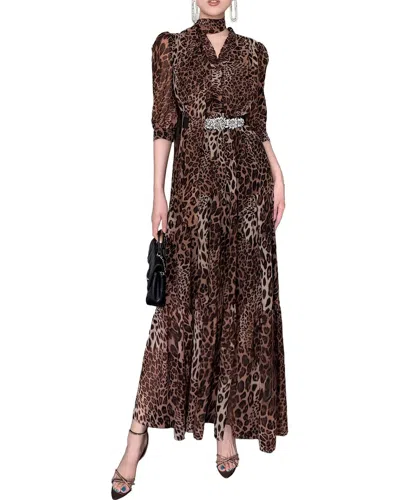 Burryco Short Sleeve Maxi Dress In Animal Print