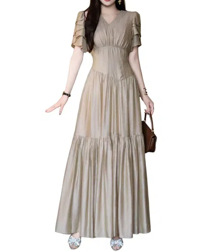Burryco Short Sleeve Maxi Dress In Apricot