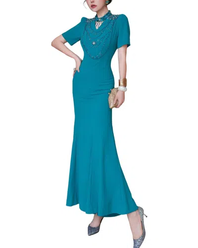 Burryco Short Sleeve Maxi Dress In Blue