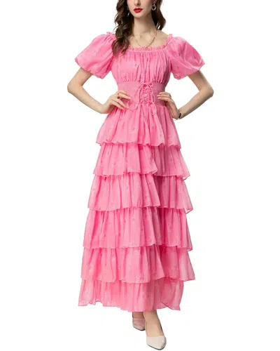 Burryco Short Sleeve Maxi Dress In Pink