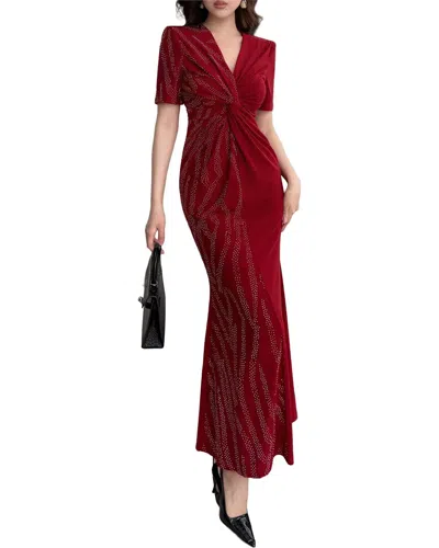 Burryco Short Sleeve Maxi Dress In Burgundy