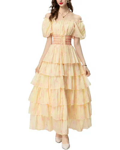 Burryco Short Sleeve Maxi Dress In Yellow