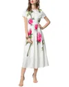 Burryco Short Sleeve Midi Dress In White