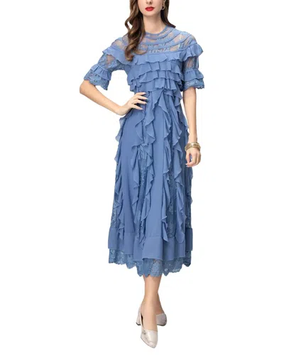 Burryco Short Sleeve Midi Dress In Blue