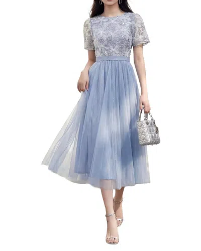 Burryco Short Sleeve Midi Dress In Blue
