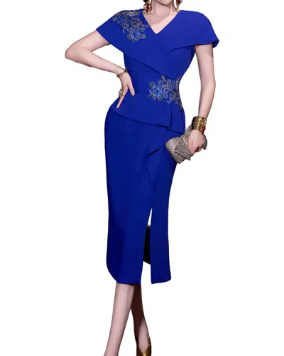 Burryco Short Sleeve Midi Dress In Blue