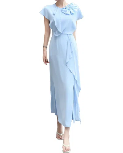Burryco Short Sleeve Midi Dress In Blue