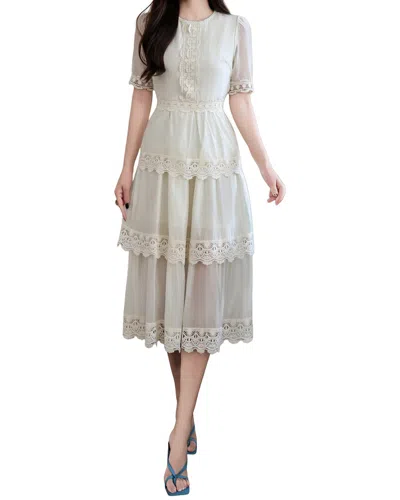 Burryco Short Sleeve Midi Dress In Neutral