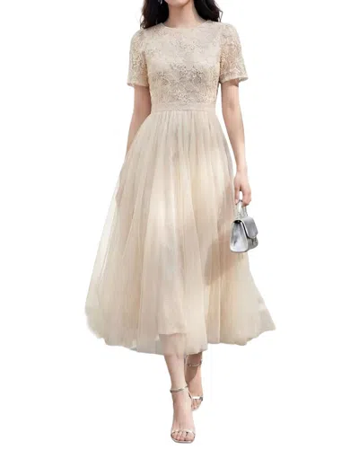 Burryco Short Sleeve Midi Dress In Neutral