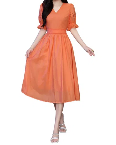 Burryco Short Sleeve Midi Dress In Orange