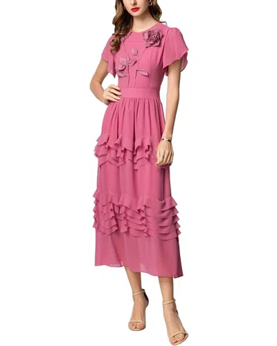 Burryco Short Sleeve Midi Dress In Pink
